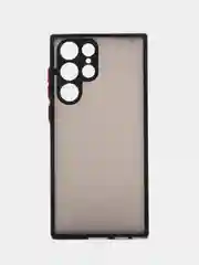 Черный чехол Samsung Galaxy S22 Ultra, Самсунг Галакси С22 Ультра матовый, с цветными кнопками