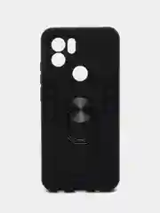 Угольный чехол Xiaomi Redmi A1 Plus A2+ Poco C51 противоударный, с металлической подставкой кольцом