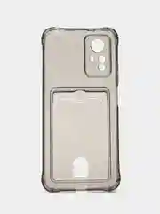 Черный чехол для Redmi Note 12S / Редми Нот 12С, прозрачный, с карманом для карты