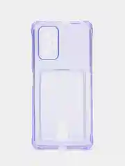 Сиреневый чехол Xiaomi Redmi Note 10 Pro, Сяоми Редми Нот 10 Про прозрачный, с карманом для карты