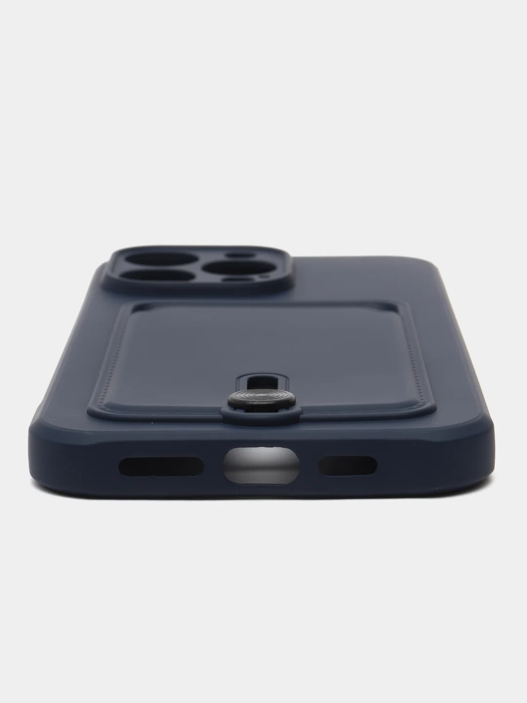 Синий чехол силиконовый для iPhone 7/8/SE/11/12/13/14/15/Plus/Pro Max, с карманом для карты
