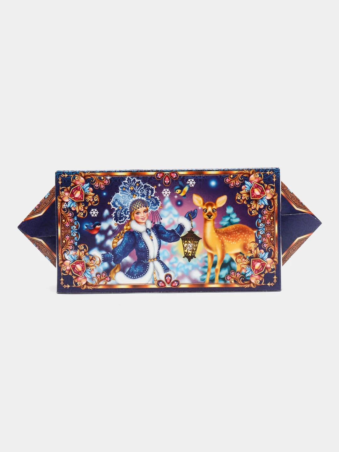 Бежевый меланж новогодняя коробка, складывающаяся, для подарков. 180 х 65 х 100 мм, 160 х 80 х 65 мм