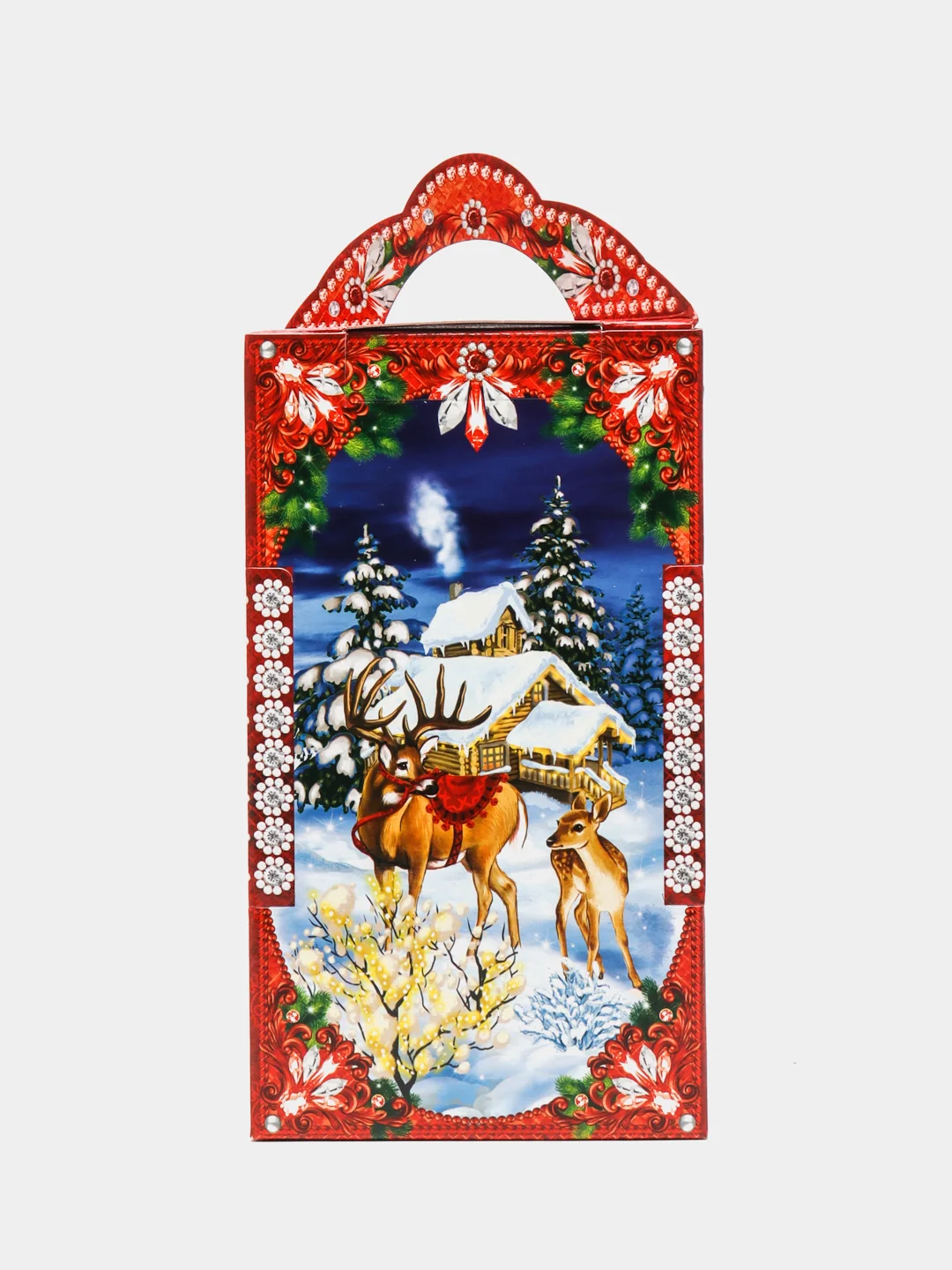 Бирюзовый новогодняя коробка, складывающаяся, для подарков. 180 х 65 х 100 мм, 160 х 80 х 65 мм