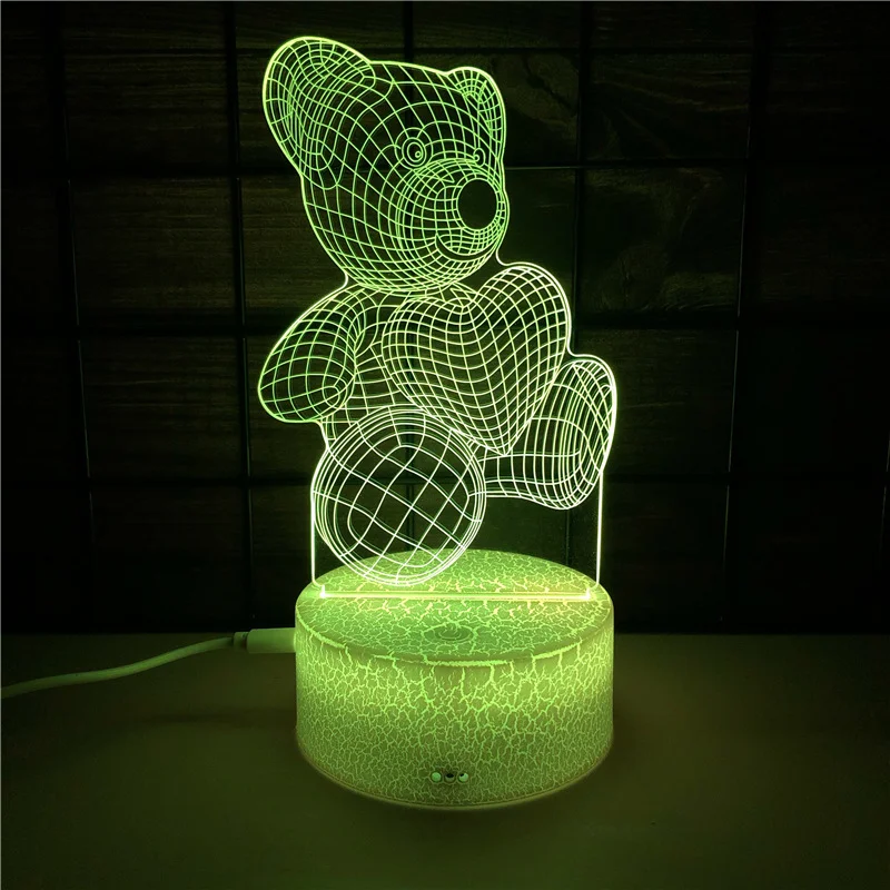 Золотой светильник 3D ночник светодиодный RGB LED с пультом подарок на Новый год