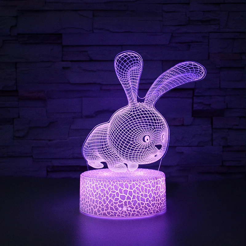 Фуксия светильник 3D ночник светодиодный RGB LED с пультом подарок на Новый год