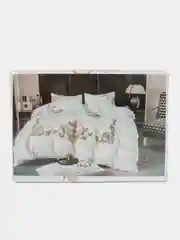 Белый комплект постельного белья, вышивкой, евро, хлопок 100%