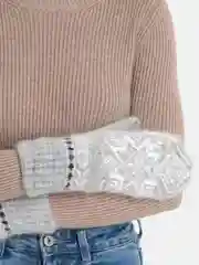Песочный хаки варежки женские тёплые зимние