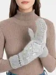 Песочный хаки варежки женские тёплые зимние