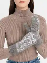 Песочный хаки варежки женские тёплые зимние