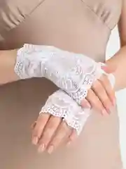 Белый перчатки без пальцев, митенки, сетчатые, кружевные, ажурные, гипюровые, свадебные