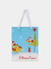 Ледяной пакет подарочный новогодний с принтом "Новый год", 18 х 23 х 10 см, несколько видов