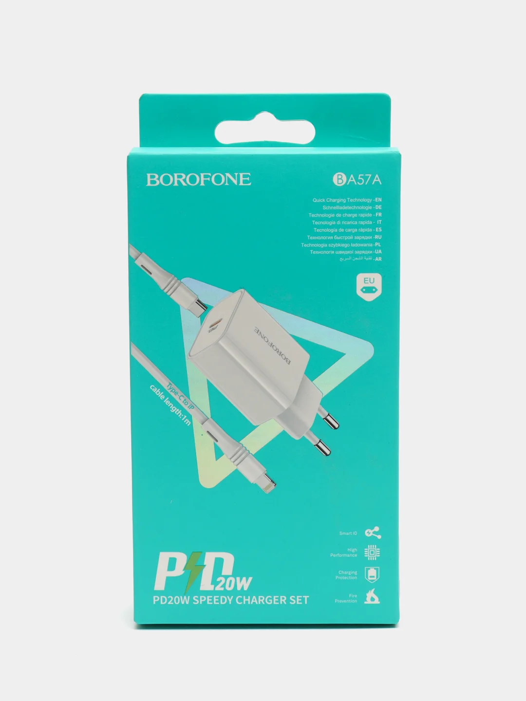 СЗУ BOROFONE BA57A Easy Speed 1xUSB-C PD3.0 20W, 3A и кабель USB-C Lightning 8-pin, 1 м