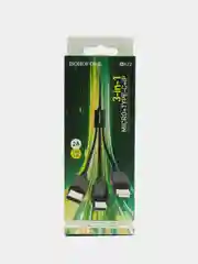Borofone BX72 3-в-1, зарядный кабель Lightning/Micro-USB/USB-C, 1 м, ток до 2А