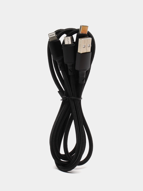 Borofone BX72 3-в-1, зарядный кабель Lightning/Micro-USB/USB-C, 1 м, ток до 2А