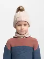 Бежевый ejik.shop / Шапка и шарф детские, вязаные, унисекс