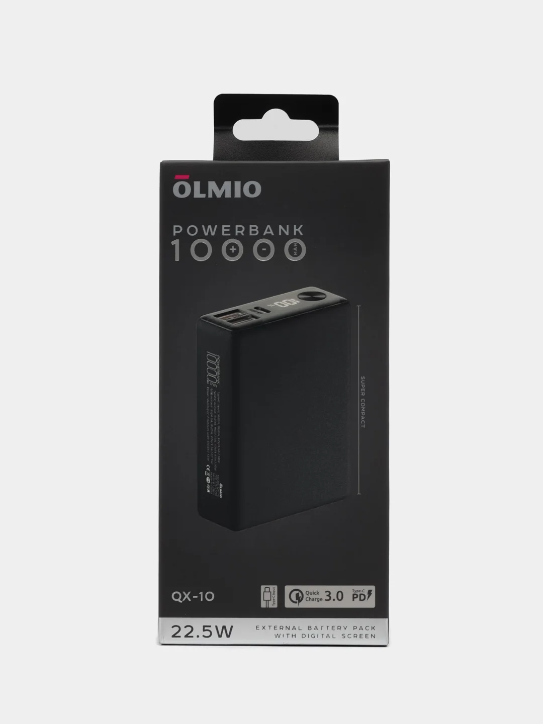 Серый внешний аккумулятор Olmio QX-10 10000mAh