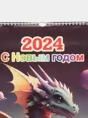 Желтый календарь настенный 2024 бамбуковый новый год Дракона Символ года