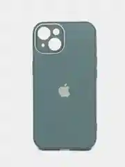 Зеленый силиконовый чехол на iPhone 14, 14 Plus, 14 Pro, 14 Pro Max, со стеклянной панелью