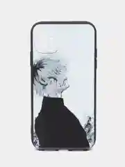 Бежевый чехол на iPhone 15, 14, 13, 12, 11 Pro, Max, Plus, Mini, Xr, X, Xs,  с принтом аниме