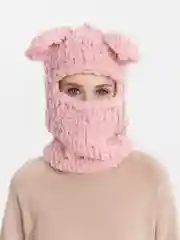 Розовый балаклава вязаная
