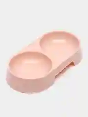 Розовый миска двойная для собак и кошек
