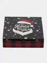Черный коробка подарочная новогодняя "Новый год", 14*14*3,5см