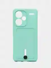 Бирюзовый чехол Xiaomi Redmi Note 13 Pro Plus (Нот 13 Про Плюс), силиконовый, с карманом для карты