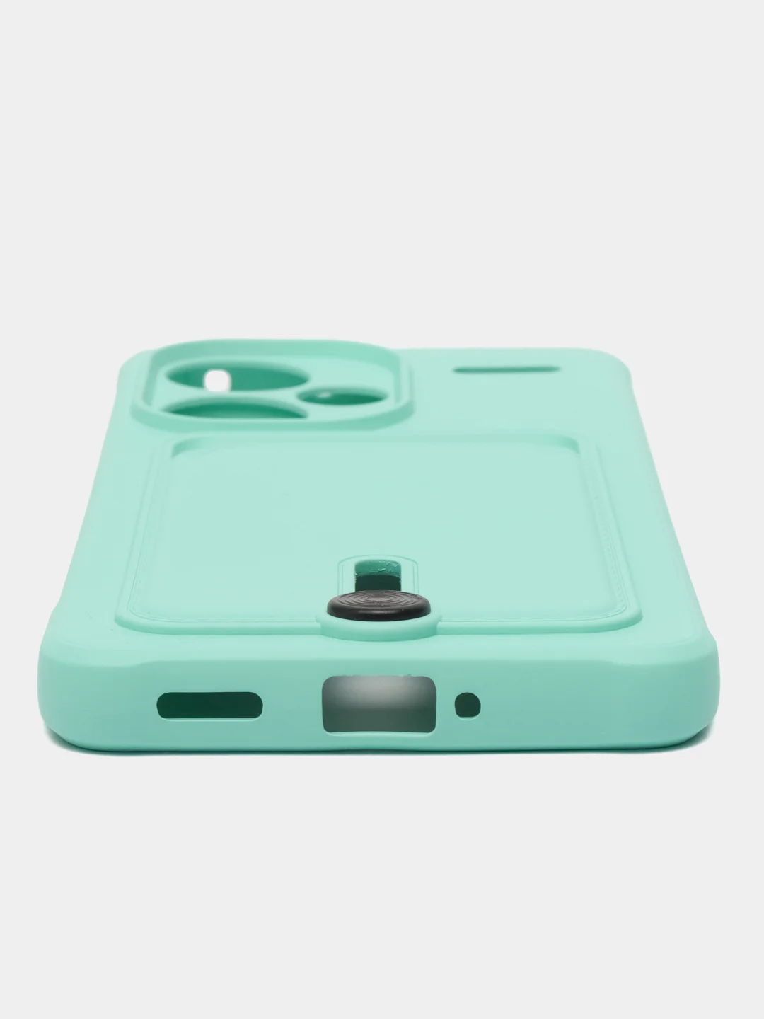 Бирюзовый чехол Xiaomi Redmi Note 13 Pro Plus (Нот 13 Про Плюс), силиконовый, с карманом для карты