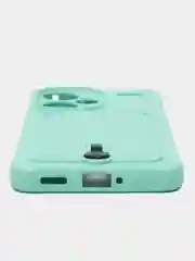 Бирюзовый чехол Xiaomi Redmi Note 13 Pro Plus (Нот 13 Про Плюс), силиконовый, с карманом для карты