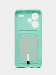 Бирюзовый чехол Xiaomi Redmi Note 13 Pro Plus (Нот 13 Про Плюс), силиконовый, с карманом для карты