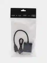 Черный переходник адаптер HDMI-VGA с audio входом для передачи звука, для компьютера и видеокарты