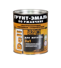 ДАЛИ Грунт-эмаль по ржавчине гладкая, цвет Черный, 2 л