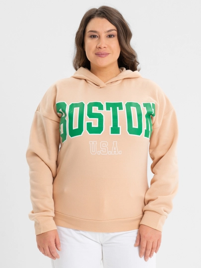 Худи женское утепленное Boston, толстовка с капюшоном на флисе