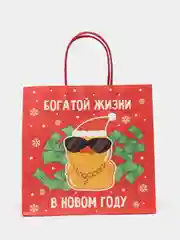 Фуксия пакет подарочный новогодний с приколами, 22 х 22 х 11 см