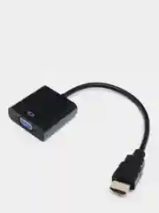 Черный переходник адаптер HDMI-VGA с audio входом для передачи звука, для компьютера и видеокарты