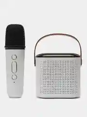 Белый беспроводная портативная караоке колонка с микрофоном Bluetooth колонка с LED подстветкой