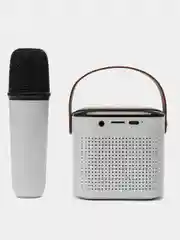 Белый беспроводная портативная караоке колонка с микрофоном Bluetooth колонка с LED подстветкой