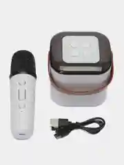 Белый беспроводная портативная караоке колонка с микрофоном Bluetooth колонка с LED подстветкой