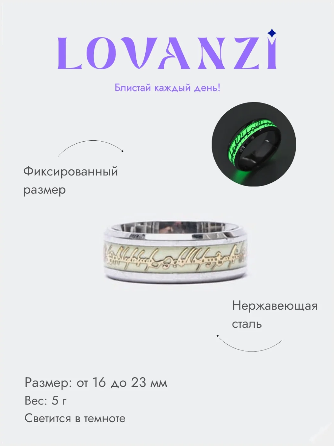 Кольцо всевластия из Властелина колец светящееся в темноте