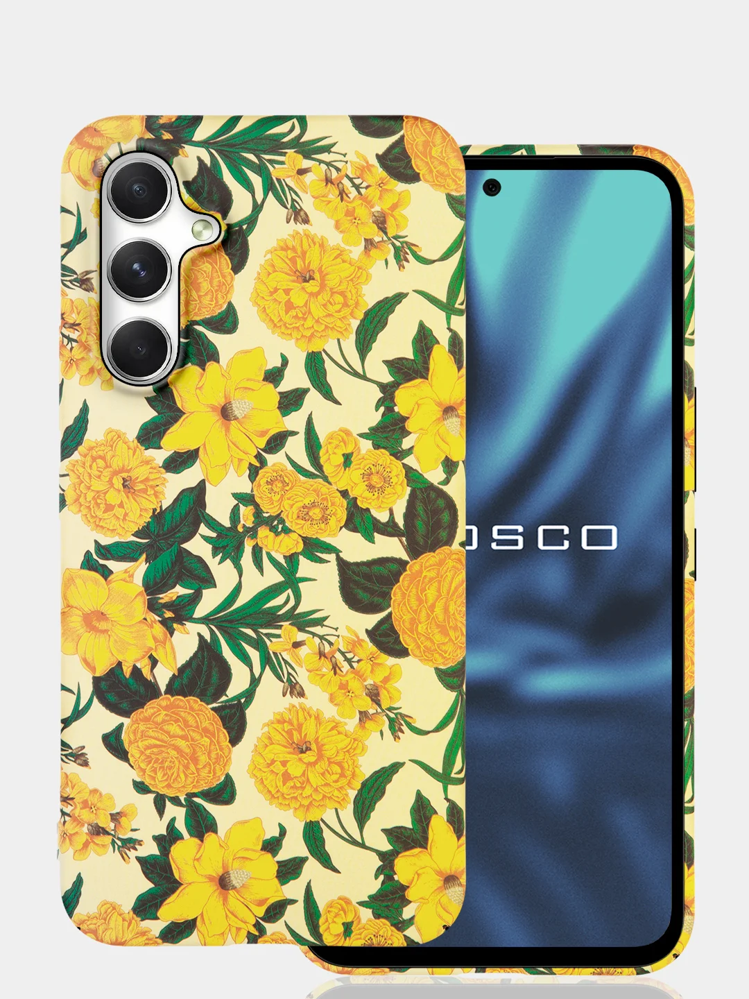 Желтый чехол для Samsung Galaxy A54 A34 A24 S23 S24 с принтом пластиковый ROSCO матовый тонкий