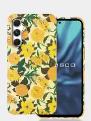Желтый чехол для Samsung Galaxy A54 A34 A24 S23 S24 с принтом пластиковый ROSCO матовый тонкий
