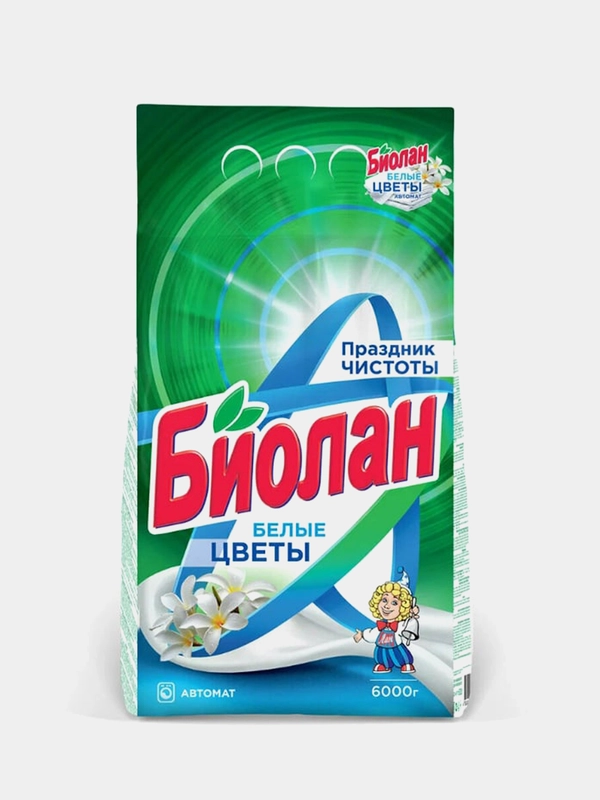 Стиральный порошок БИОЛАН Автомат, Белые цветы, 6 кг