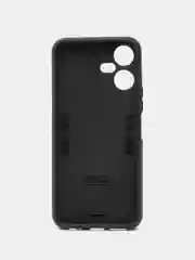 Угольный чехол Tecno Pova Neo 3 / Пова Нео 3 противоударный, с металлической подставкой кольцом