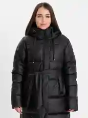 Черный пуховик женский, удлиненный