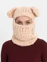 Бежевый балаклава вязаная