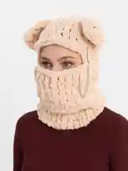 Бежевый балаклава вязаная