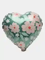 Шар фольгированный сердце "Цветы розовые (цветочки)", 45 см