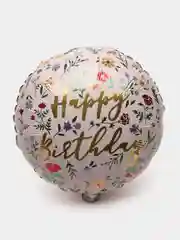 Шар фольгированный С днем рождения / Happy Birthday, цветы, 35 см