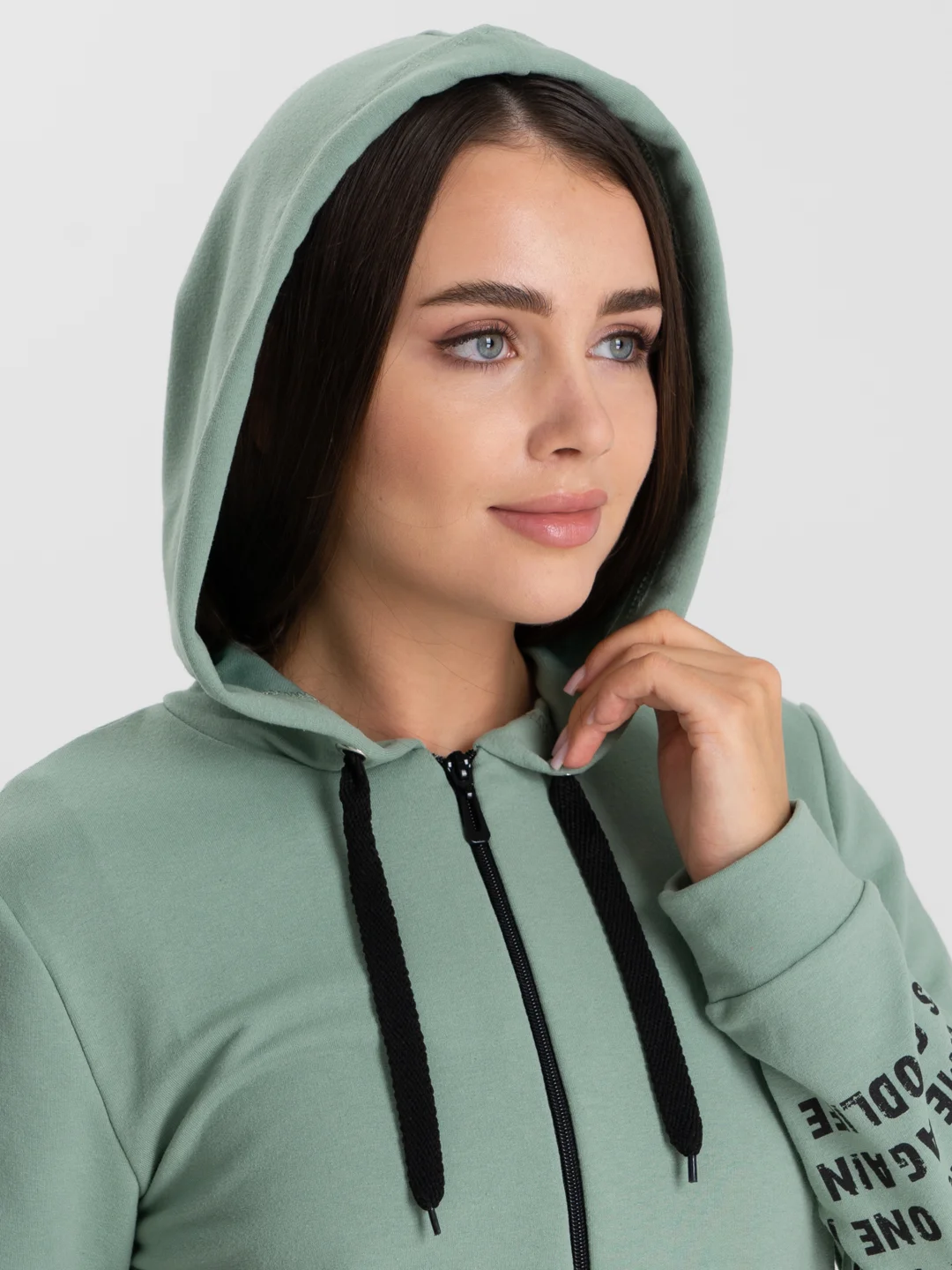 Оливковый толстовка на молнии Life Is 417, оливковая