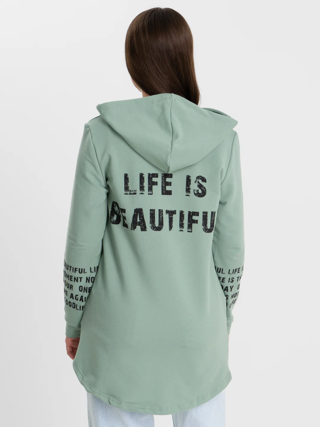 Оливковый толстовка на молнии Life Is 417, оливковая